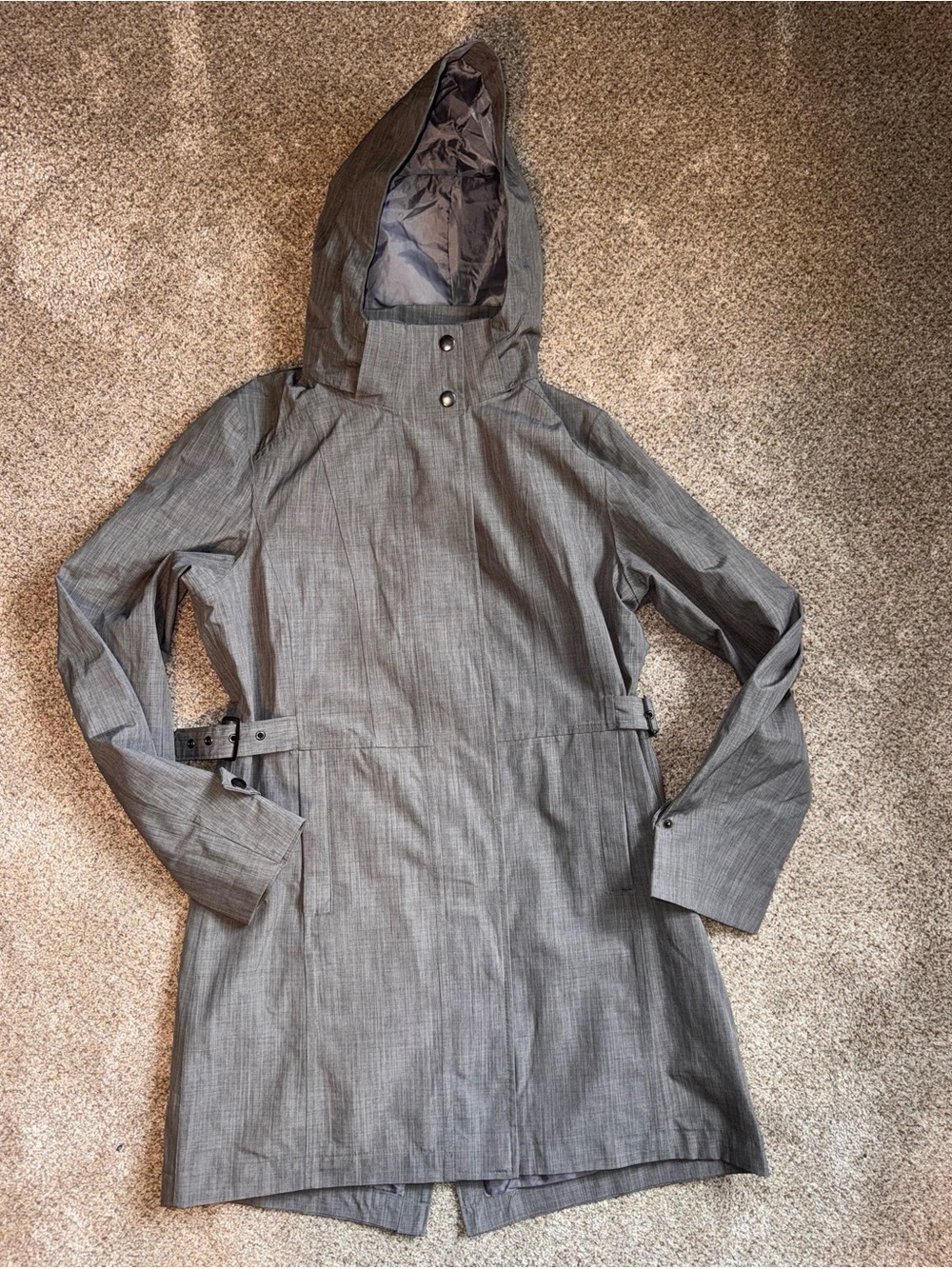 Women’s Gray Hooded Raincoat Jacket size 4
